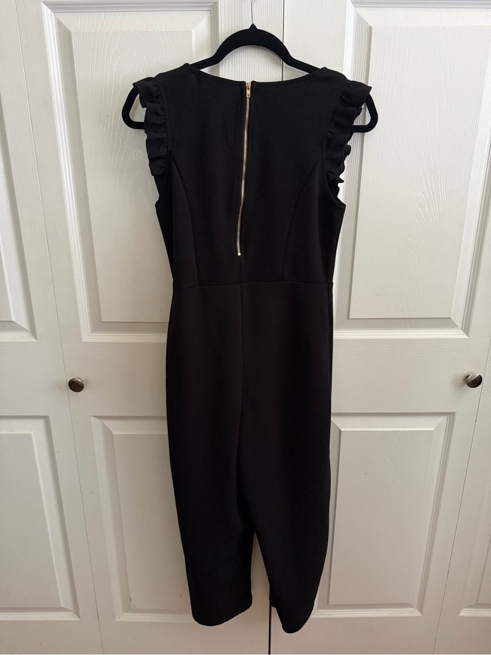 Caution To The Wind Black Ruffle-Shoulder Sleeveless Jumpsuit - Picture 4 of 4